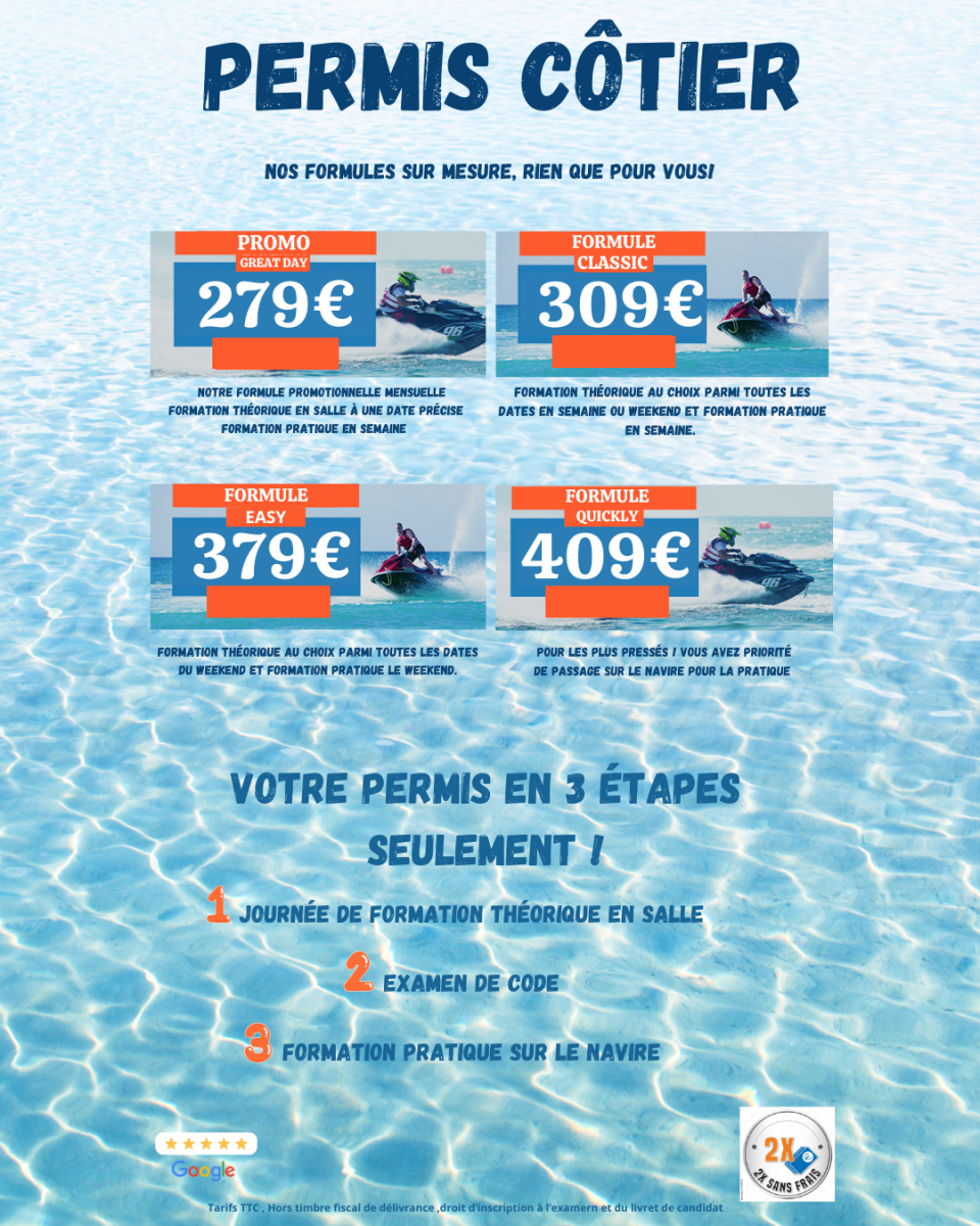 Permis côtier , nos différentes prestations